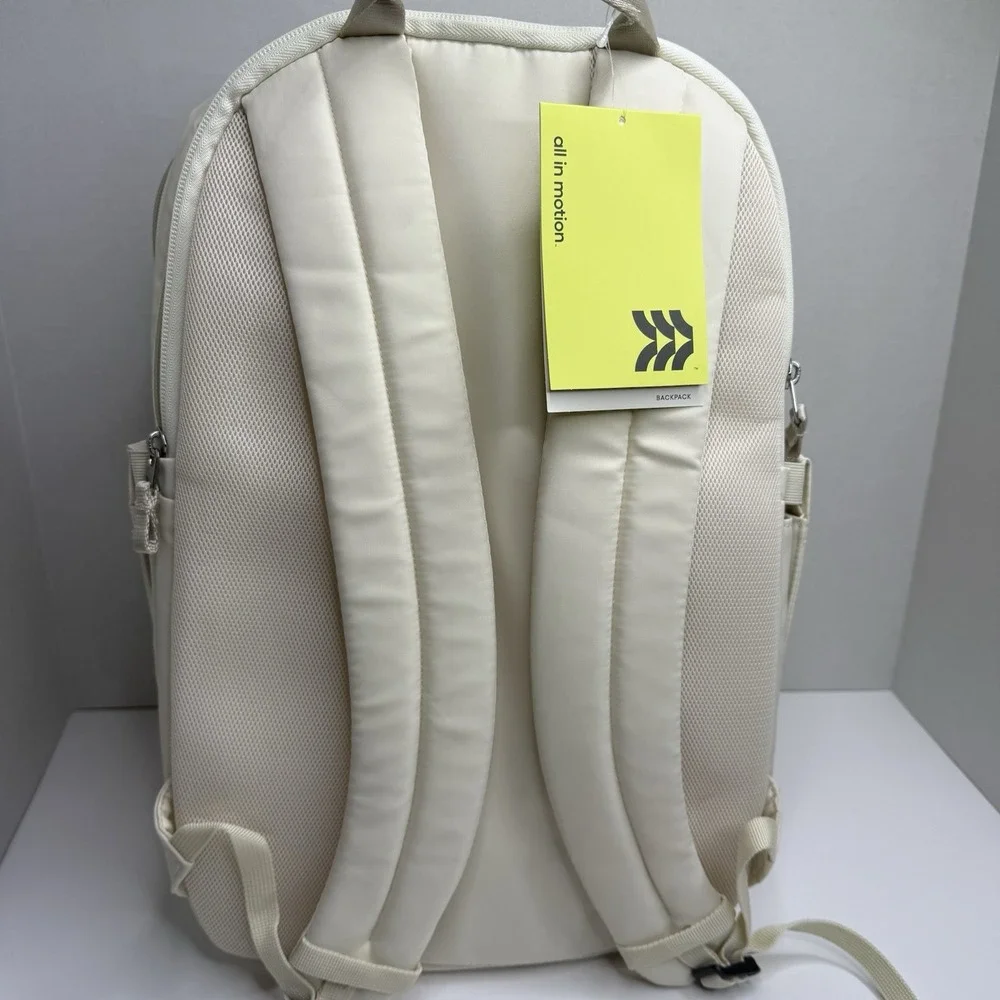 All in Motion Cream Backpack 15” Laptop Sleeve Water Repellent NWT